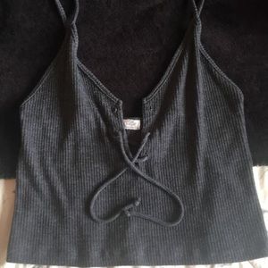 Simple grey tie-up crop top!